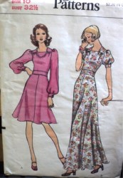 8472 CUTE SS-LS YOKE INSET FLARE DRESS LENGTHS PATTERN 10 32 1/2